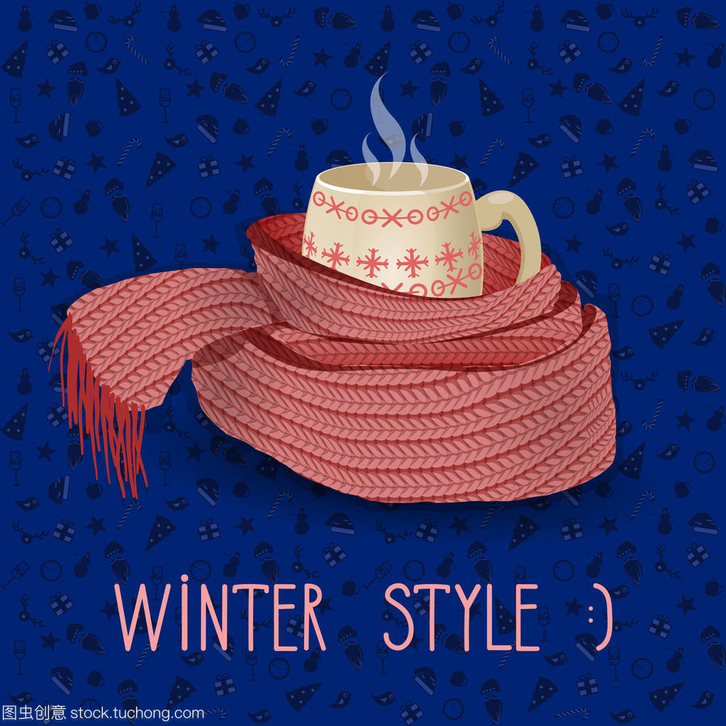 矢量扭曲粉红色针织围巾 时尚与艺术的交织